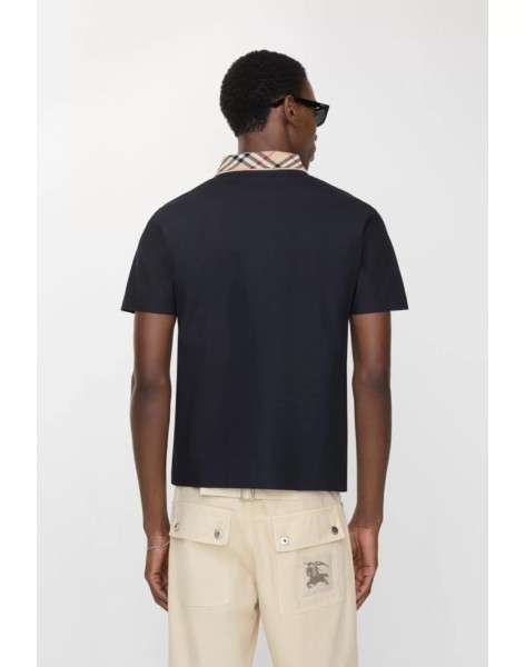 Burberry Polo Shirts Men's Marine Blue Polo Collar Moderate Straight Fit