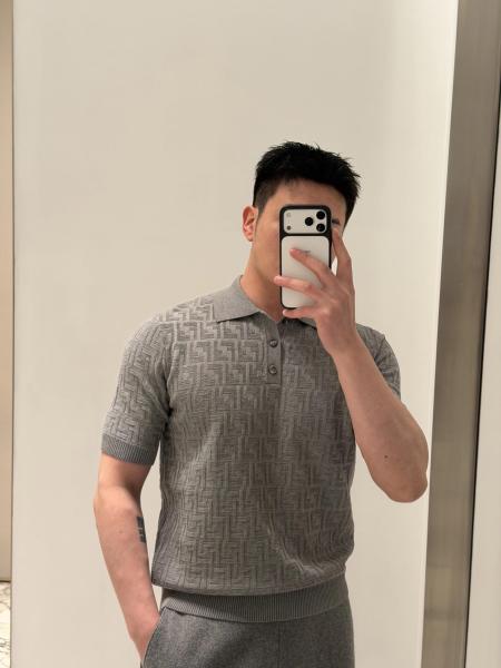 Fendi Ff Short Sleeved Knitted Polo Shirt