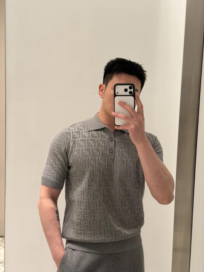 Fendi Ff Short Sleeved Knitted Polo Shirt