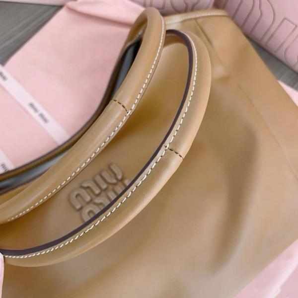 MIU MIU Leather Tote Bag, Shopping Bag, Handbag Women's Caramel 5BG276-2DDJ-F098L-V-OOO L38cm H38cm W18cm