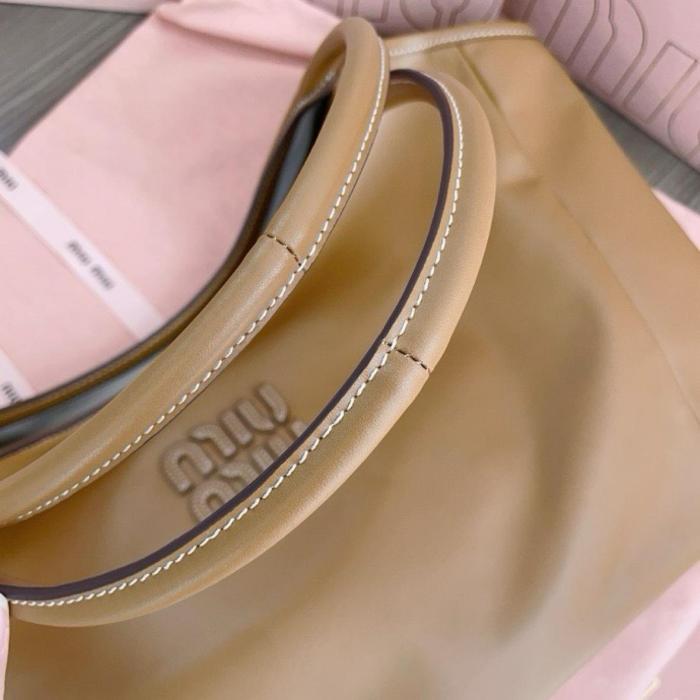MIU MIU Leather Tote Bag, Shopping Bag, Handbag Women's Caramel 5BG276-2DDJ-F098L-V-OOO L38cm H38cm W18cm