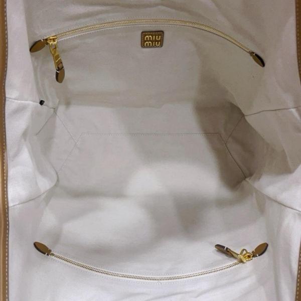 MIU MIU Leather Tote Bag, Shopping Bag, Handbag Women's Caramel 5BG276-2DDJ-F098L-V-OOO L38cm H38cm W18cm