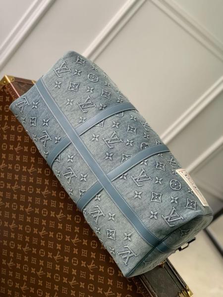 LOUIS VUITTON Keepall Bandouliere 50 Monogram Washed Denim Coated Canvas M22532 L52cm W23cm H29cm