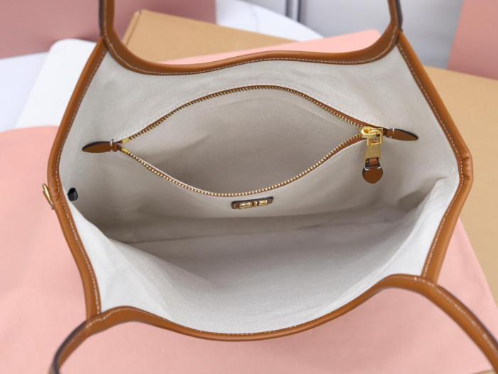 MIU MIU Leather Tote Bag, Shopping Bag, Handbag Women's Cognac 5BG231_2CRW_F0046_V_MLN L35*H40cm
