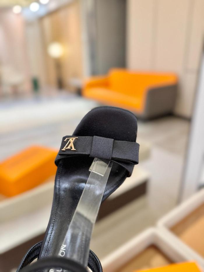 LOUIS VUITTON 6AM One Strap Sandals 9cm Women's Black