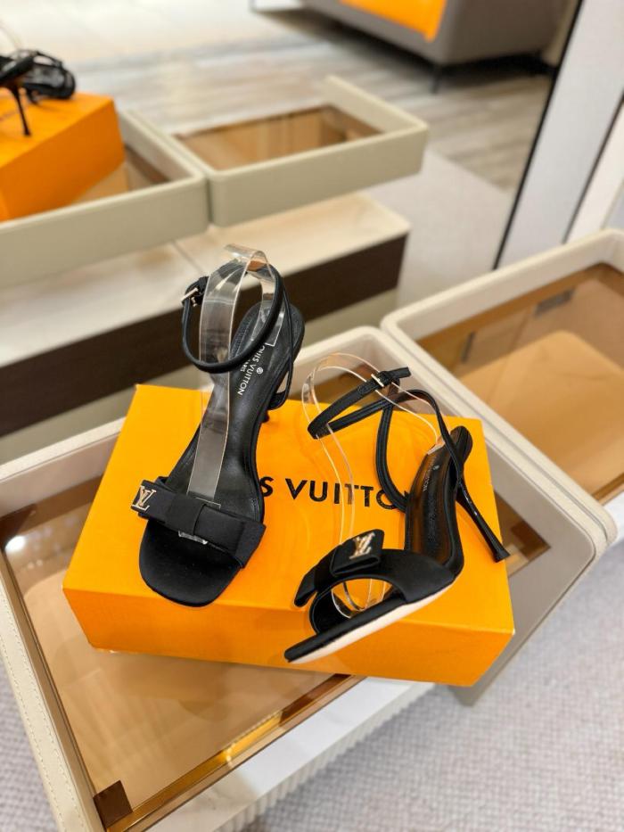 LOUIS VUITTON 6AM One Strap Sandals 9cm Women's Black