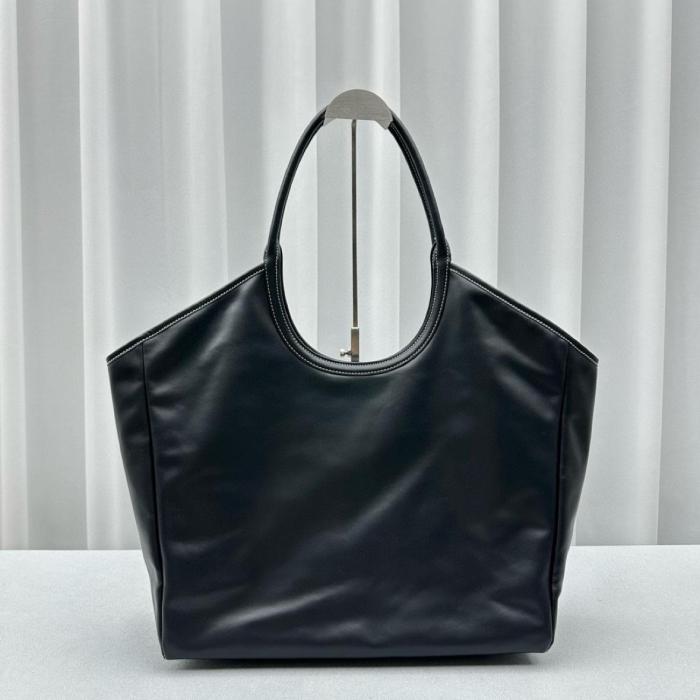 MIU MIU Leather Tote Bag, Shopping Bag, Handbag Women's Black 5BG276-2DDJ-F0002-V-OOO L38cm W38cm H18cm