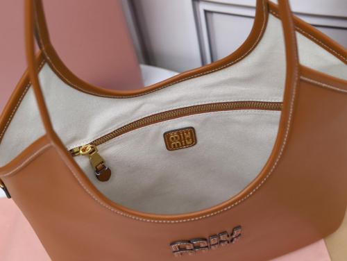MIU MIU Leather Tote Bag, Shopping Bag, Handbag Women's Cognac 5BG231_2CRW_F0046_V_MLN L35*H40cm