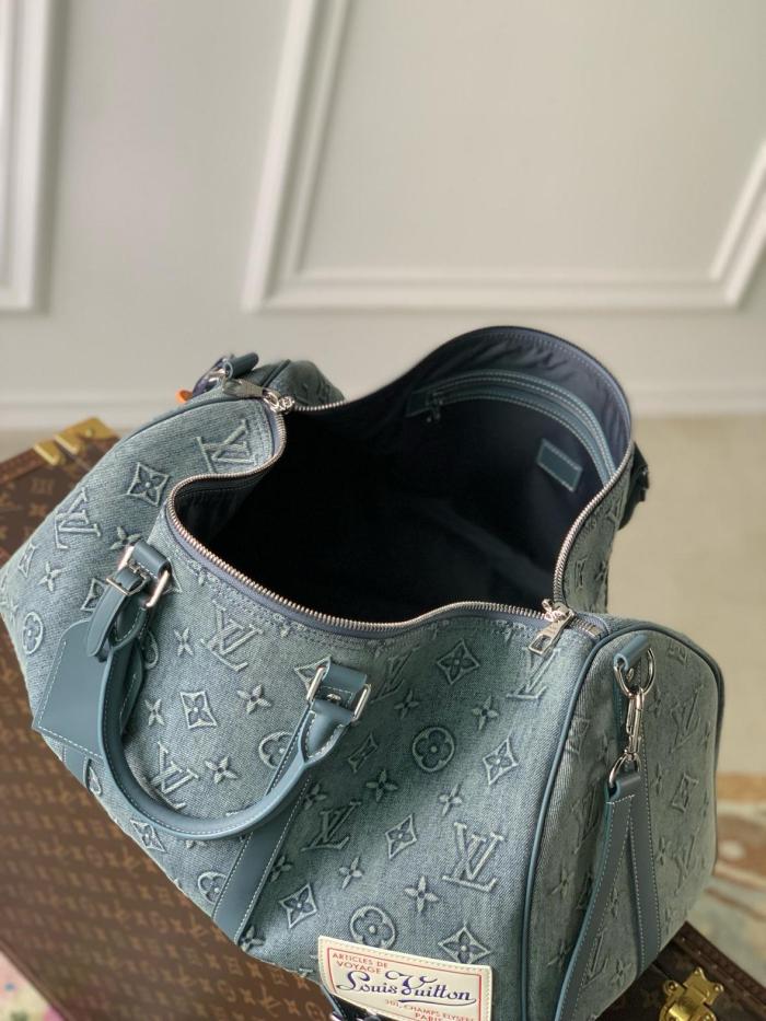 LOUIS VUITTON Keepall Bandouliere 50 Monogram Washed Denim Coated Canvas M22532 L52cm W23cm H29cm