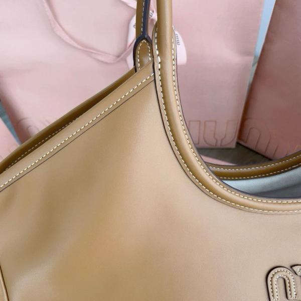 MIU MIU Leather Tote Bag, Shopping Bag, Handbag Women's Caramel 5BG276-2DDJ-F098L-V-OOO L38cm H38cm W18cm