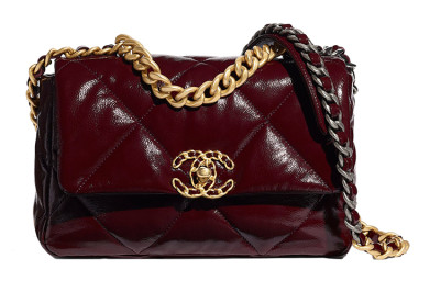 CHANEL Shiny Wrinkle Calfskin Crossbody Bag, Shoulder Bag Small Women's Burgundy AS1160-B04580-N9653 L26*W16*H9cm