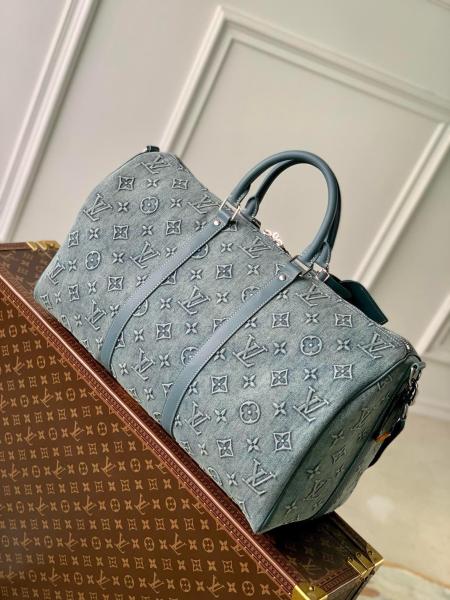 LOUIS VUITTON Keepall Bandouliere 50 Monogram Washed Denim Coated Canvas M22532 L52cm W23cm H29cm