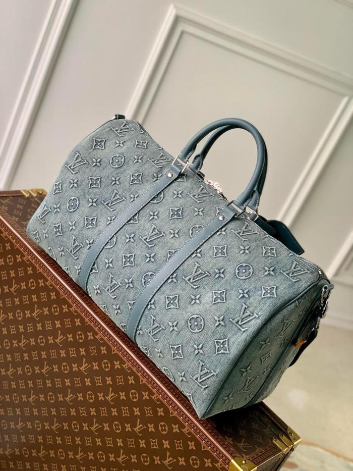 LOUIS VUITTON Keepall Bandouliere 50 Monogram Washed Denim Coated Canvas M22532 L52cm W23cm H29cm