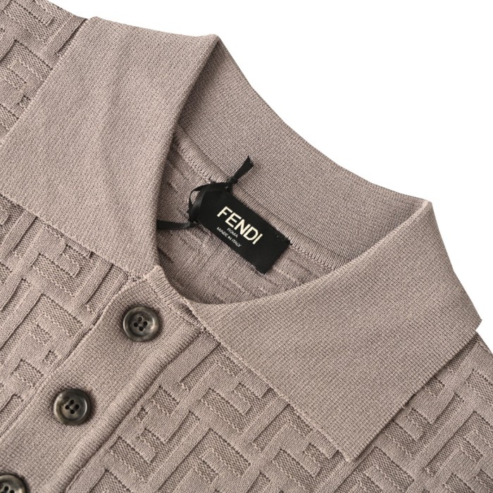 Fendi Ff Short Sleeved Knitted Polo Shirt