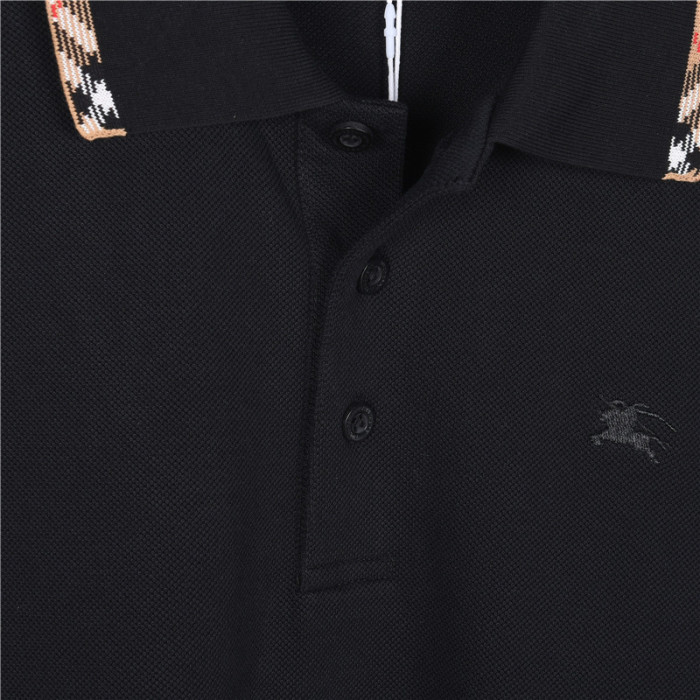 Burberry Ekd Embroidered Checked-Trim Polo Shirt