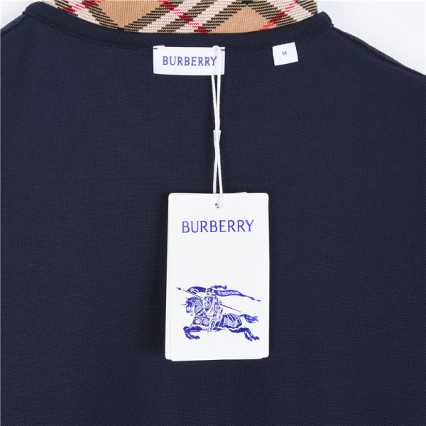 Burberry Polo Shirts Men's Marine Blue Polo Collar Moderate Straight Fit