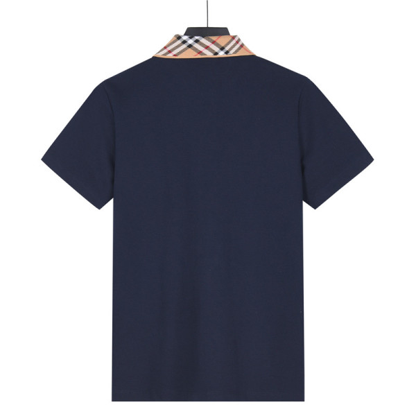 Burberry Polo Shirts Men's Marine Blue Polo Collar Moderate Straight Fit