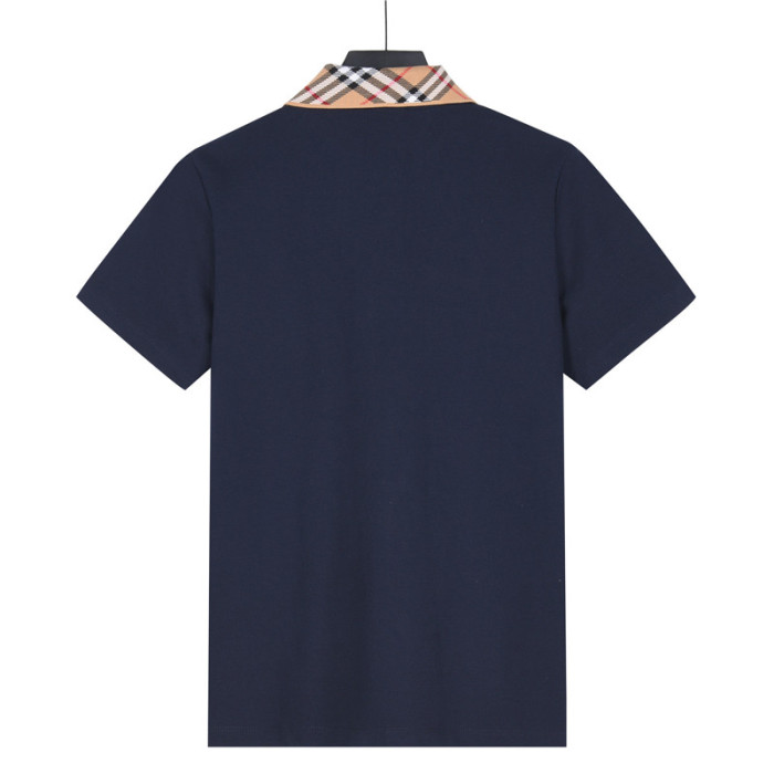 Burberry Polo Shirts Men's Marine Blue Polo Collar Moderate Straight Fit
