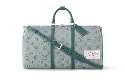LOUIS VUITTON Keepall Bandouliere 50 Monogram Washed Denim Coated Canvas M22532 L52cm W23cm H29cm