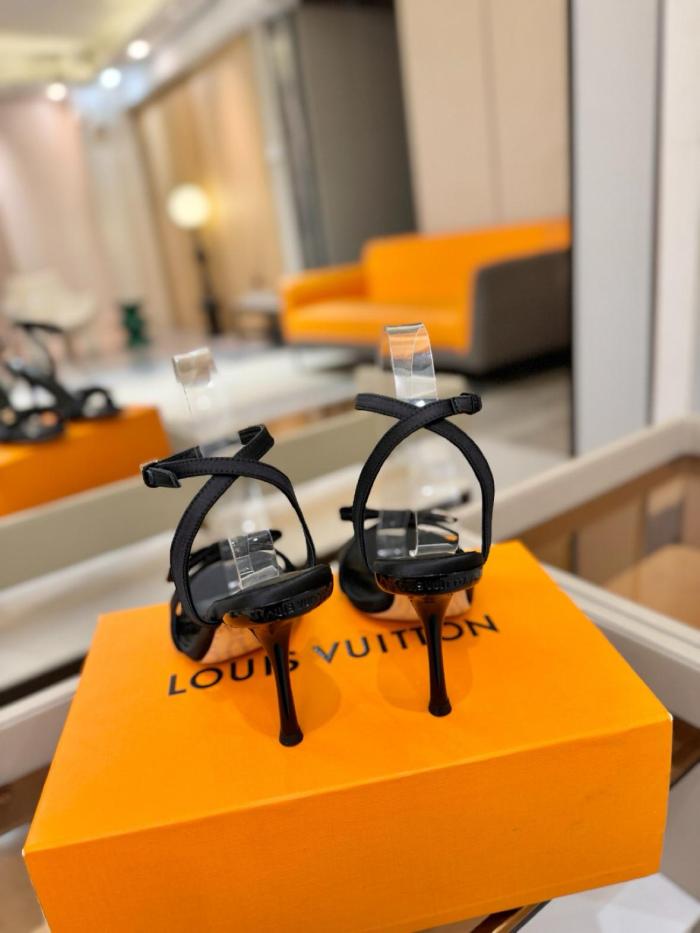 LOUIS VUITTON 6AM One Strap Sandals 9cm Women's Black