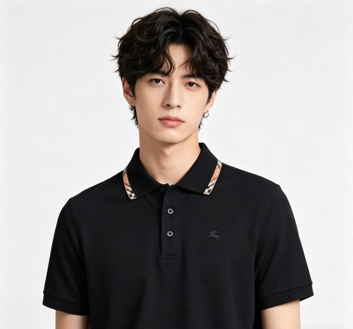 Burberry Ekd Embroidered Checked-Trim Polo Shirt