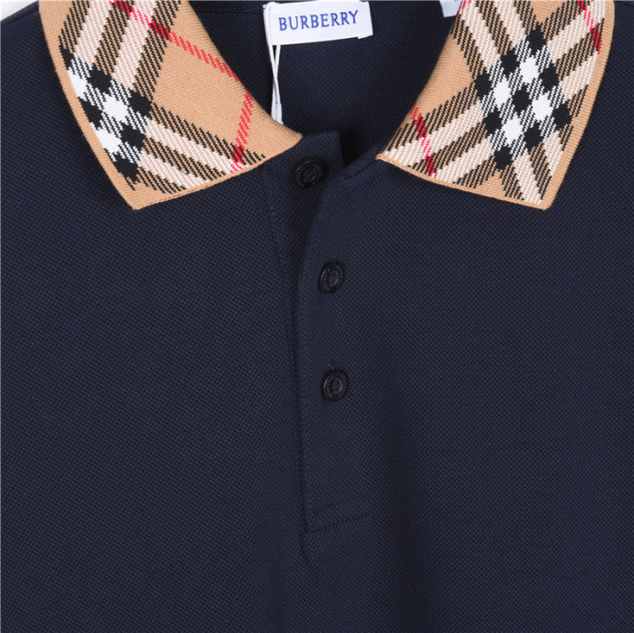 Burberry Polo Shirts Men's Marine Blue Polo Collar Moderate Straight Fit