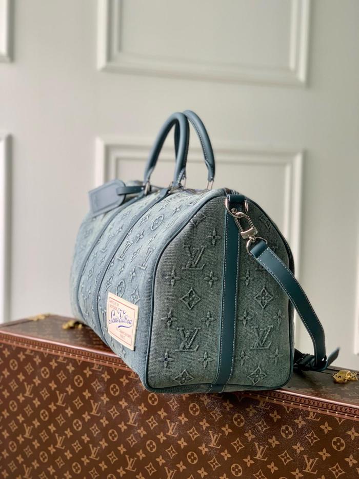 LOUIS VUITTON Keepall Bandouliere 50 Monogram Washed Denim Coated Canvas M22532 L52cm W23cm H29cm