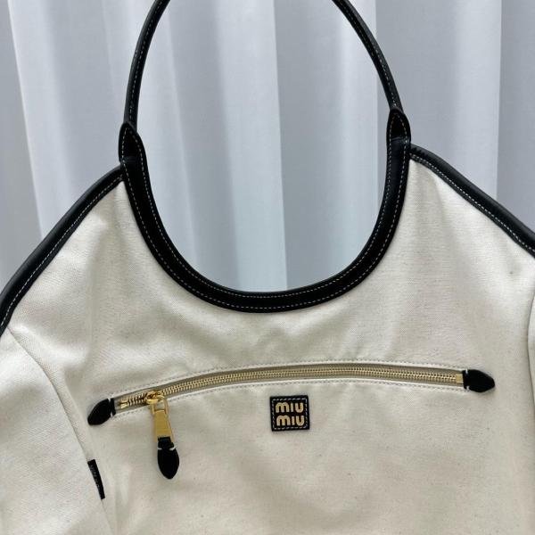 MIU MIU Leather Tote Bag, Shopping Bag, Handbag Women's Black 5BG276-2DDJ-F0002-V-OOO L38cm W38cm H18cm