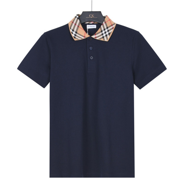 Burberry Polo Shirts Men's Marine Blue Polo Collar Moderate Straight Fit