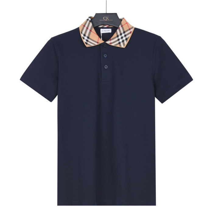 Burberry Polo Shirts Men's Marine Blue Polo Collar Moderate Straight Fit