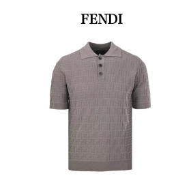 Fendi Ff Short Sleeved Knitted Polo Shirt