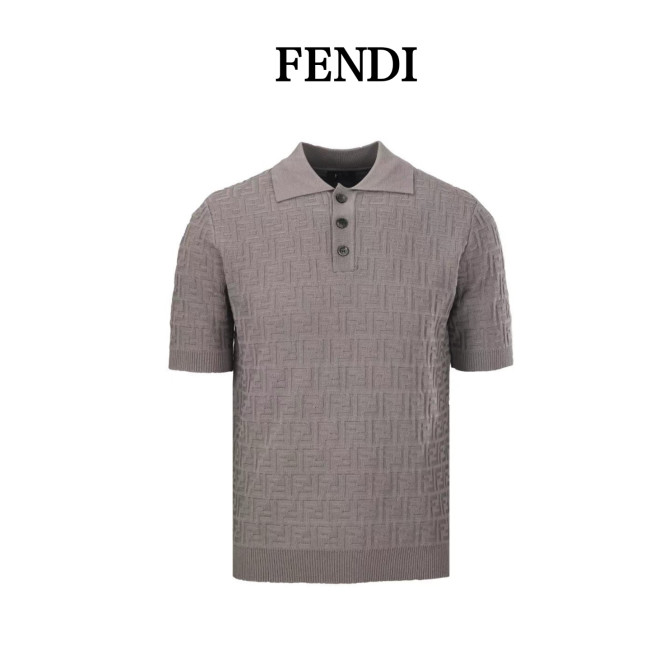 Fendi Ff Short Sleeved Knitted Polo Shirt