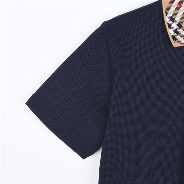 Burberry Polo Shirts Men's Marine Blue Polo Collar Moderate Straight Fit
