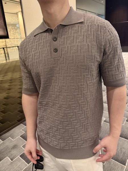 Fendi Ff Short Sleeved Knitted Polo Shirt