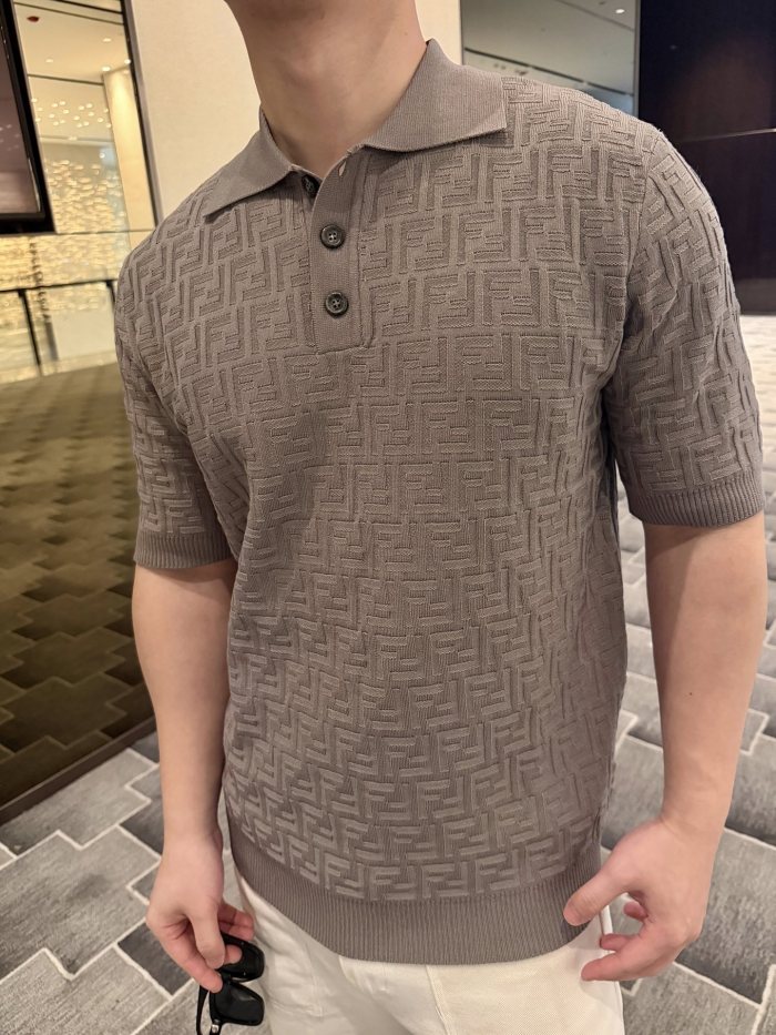 Fendi Ff Short Sleeved Knitted Polo Shirt