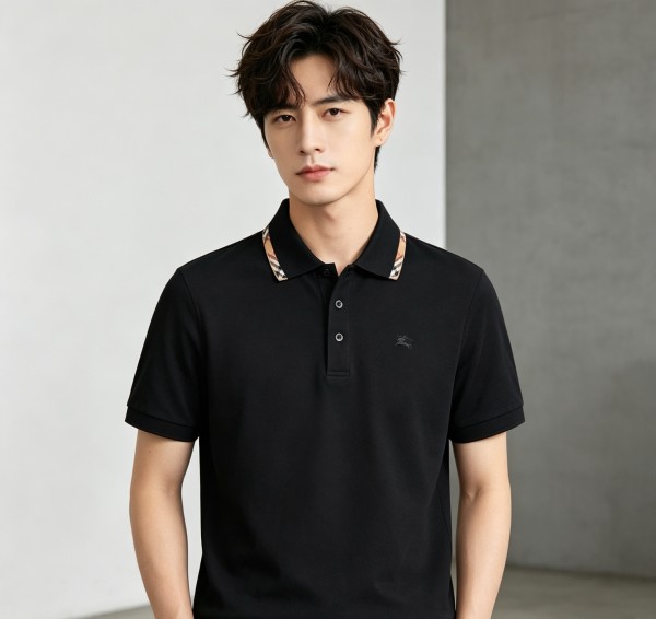 Burberry Ekd Embroidered Checked-Trim Polo Shirt