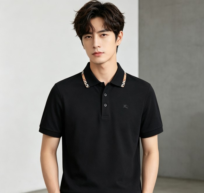 Burberry Ekd Embroidered Checked-Trim Polo Shirt