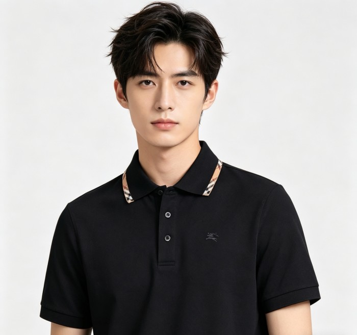 Burberry Ekd Embroidered Checked-Trim Polo Shirt