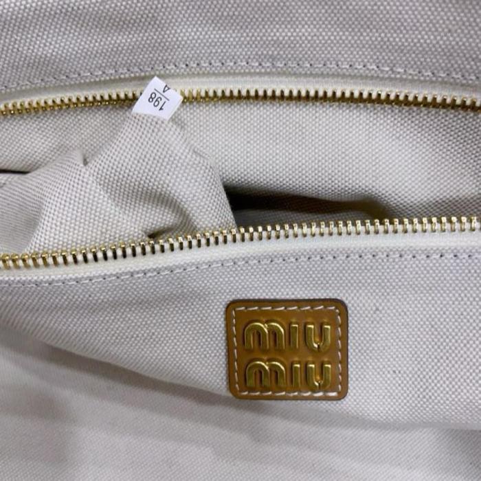 MIU MIU Leather Tote Bag, Shopping Bag, Handbag Women's Caramel 5BG276-2DDJ-F098L-V-OOO L38cm H38cm W18cm