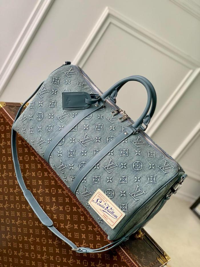 LOUIS VUITTON Keepall Bandouliere 50 Monogram Washed Denim Coated Canvas M22532 L52cm W23cm H29cm
