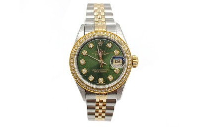 ROLEX Quartz Movement Women's Watch 26mm Green Dial Alloy Watch Case