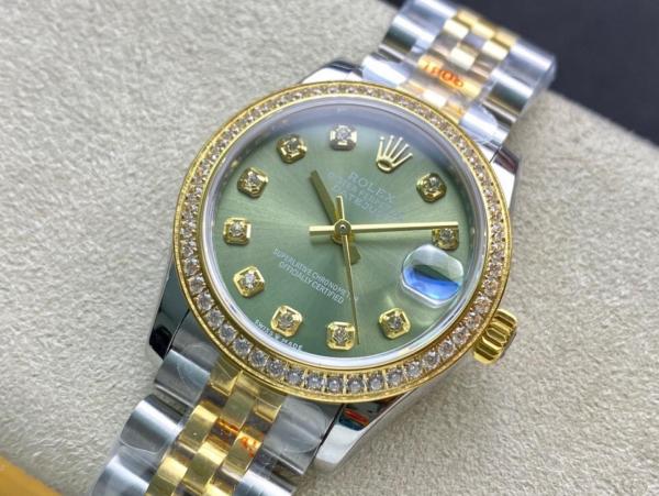 ROLEX Quartz Movement Women's Watch 26mm Green Dial Alloy Watch Case