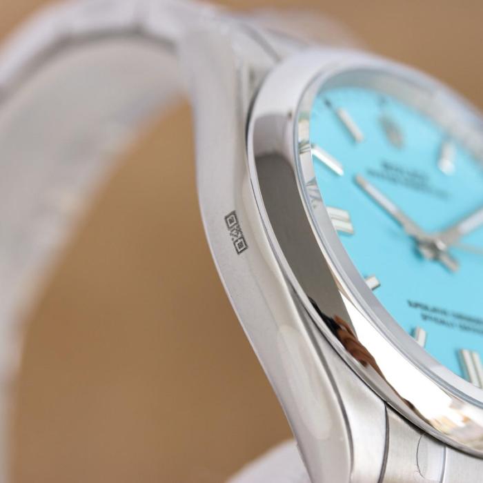 ROLEX Smooth Bezel, Oyster Perpetual Type Automatic Mechanical Movement Men's Watches Watch 41mm Blue Dial