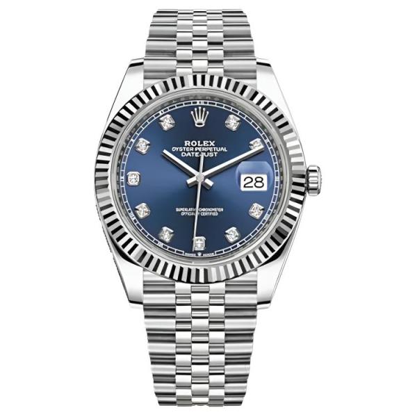 ROLEX Fluted Bezel Diamond Datejust Collection Blue Diamond Journal Automatic Mechanical Movement 100m Waterproof Case Diameter/Size 41mm