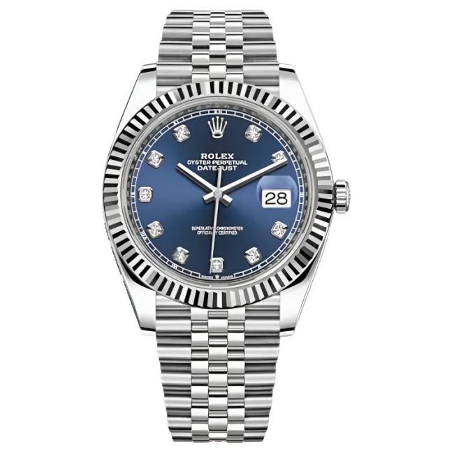 ROLEX Fluted Bezel Diamond Datejust Collection Blue Diamond Journal Automatic Mechanical Movement 100m Waterproof Case Diameter/Size 41mm