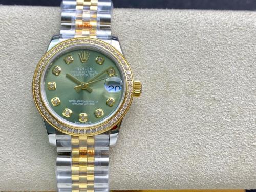 ROLEX Quartz Movement Women's Watch 26mm Green Dial Alloy Watch Case