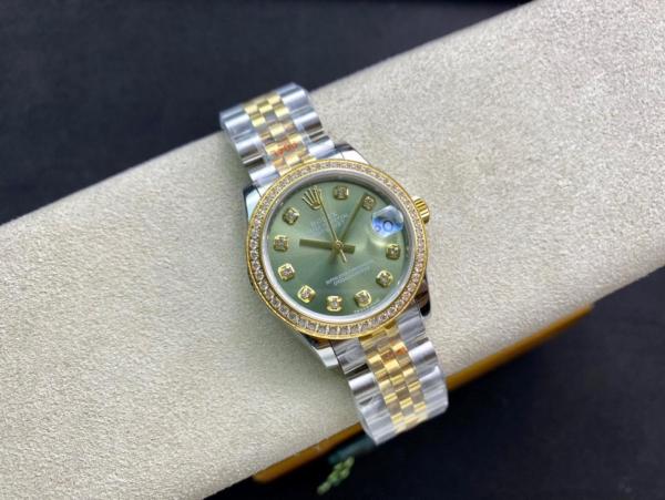 ROLEX Quartz Movement Women's Watch 26mm Green Dial Alloy Watch Case