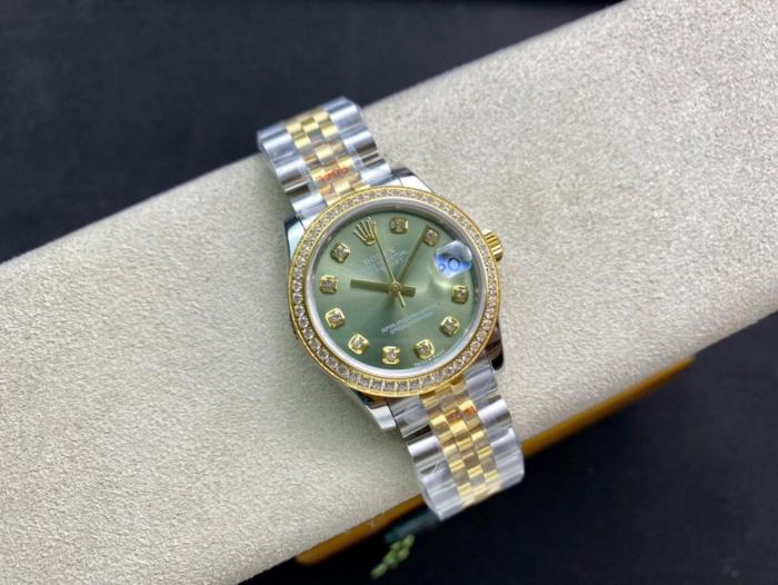 ROLEX Quartz Movement Women's Watch 26mm Green Dial Alloy Watch Case