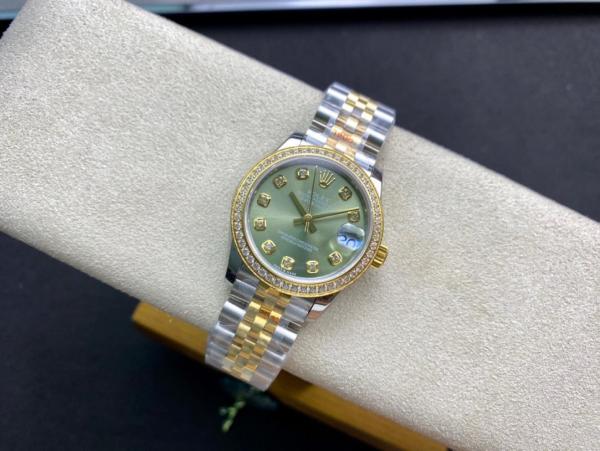 ROLEX Quartz Movement Women's Watch 26mm Green Dial Alloy Watch Case