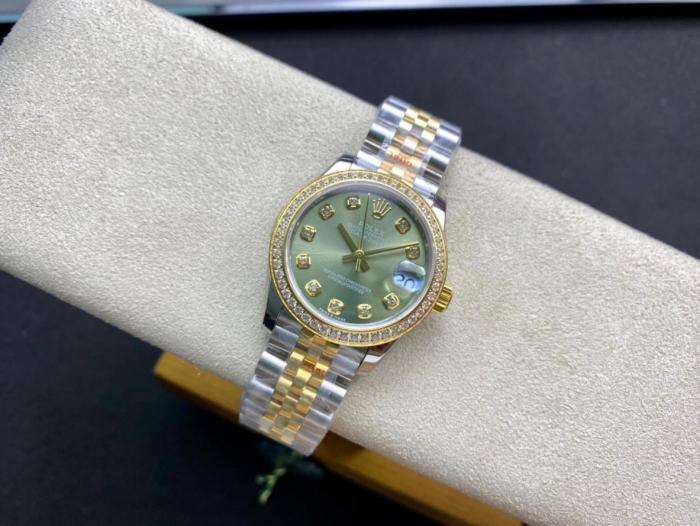 ROLEX Quartz Movement Women's Watch 26mm Green Dial Alloy Watch Case